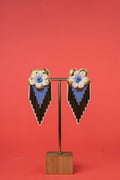 Blue & white Geometric drop earrings