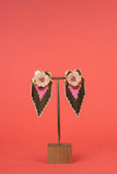 Peach Floral Geometric Drop Handcrafted Earrings