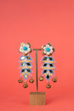 Floral & mirror beaded statement earrings