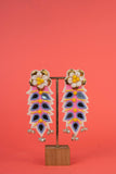 Floral pink beaded earrings