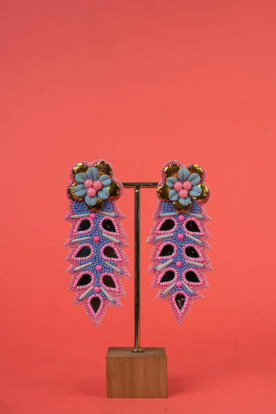 Floral mirror beaded earrings
