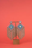 Blue beaded tassel handcrafted earrings
