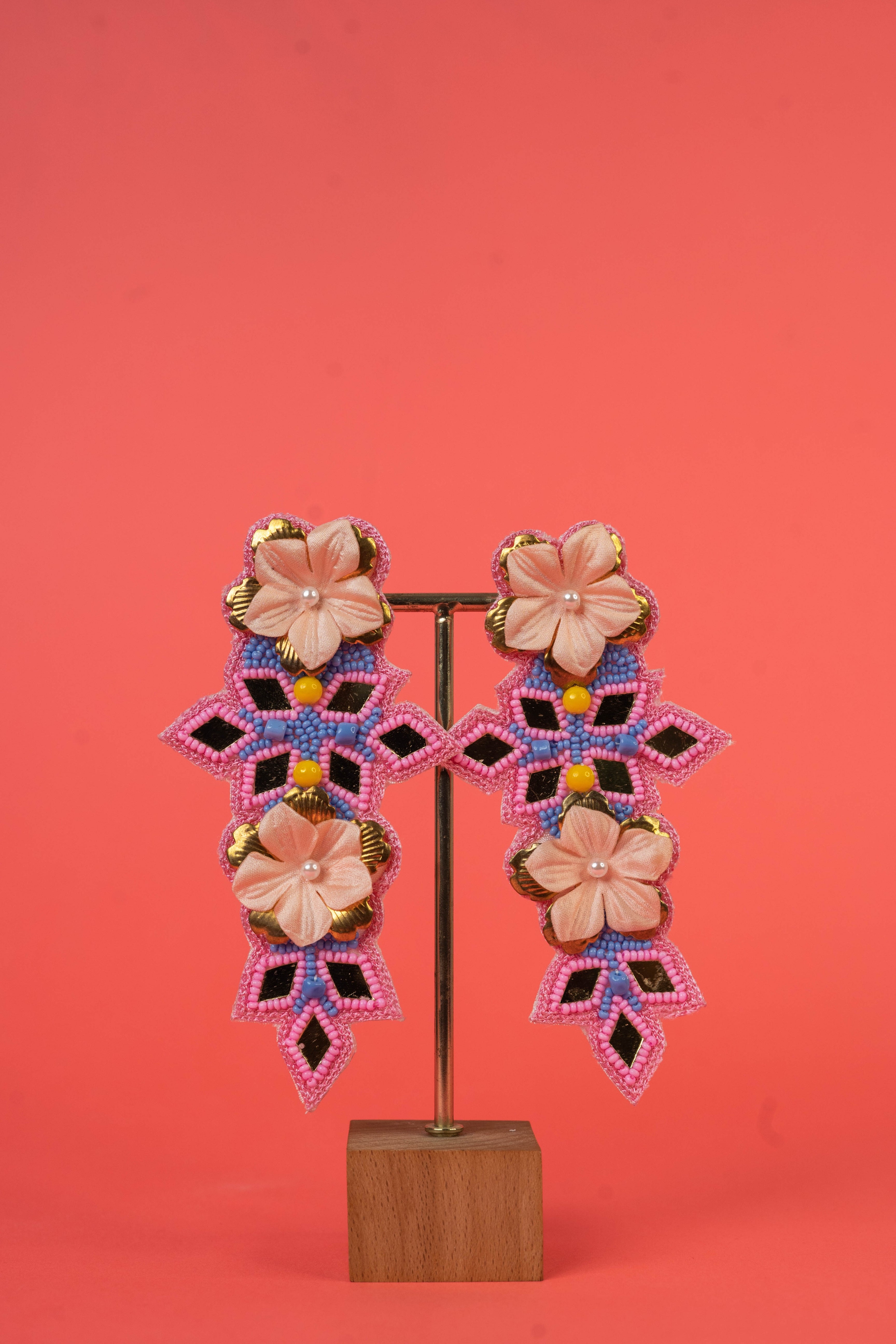 Floral beaded handcrafted earrings