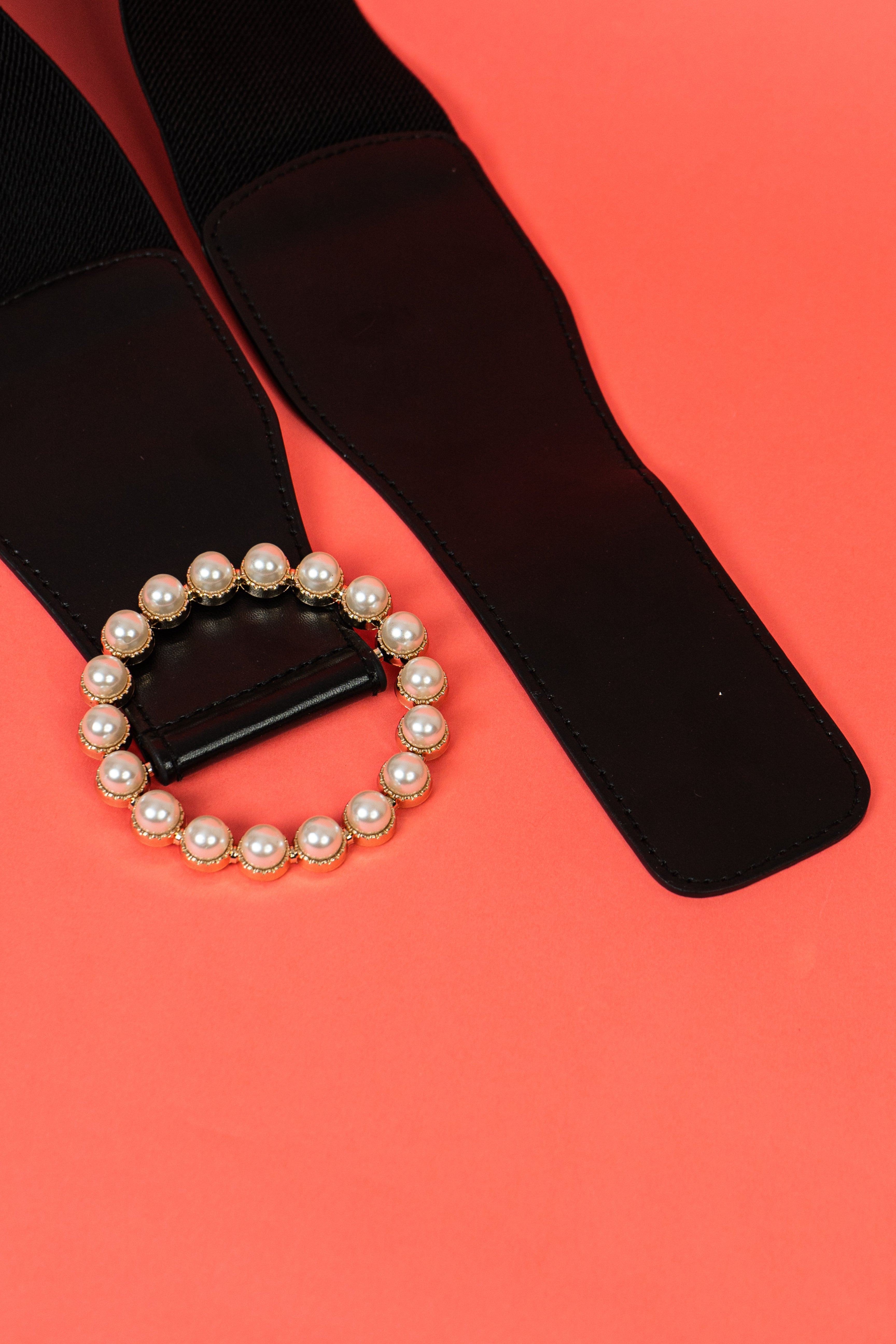 Black Round Pearl Western Belt