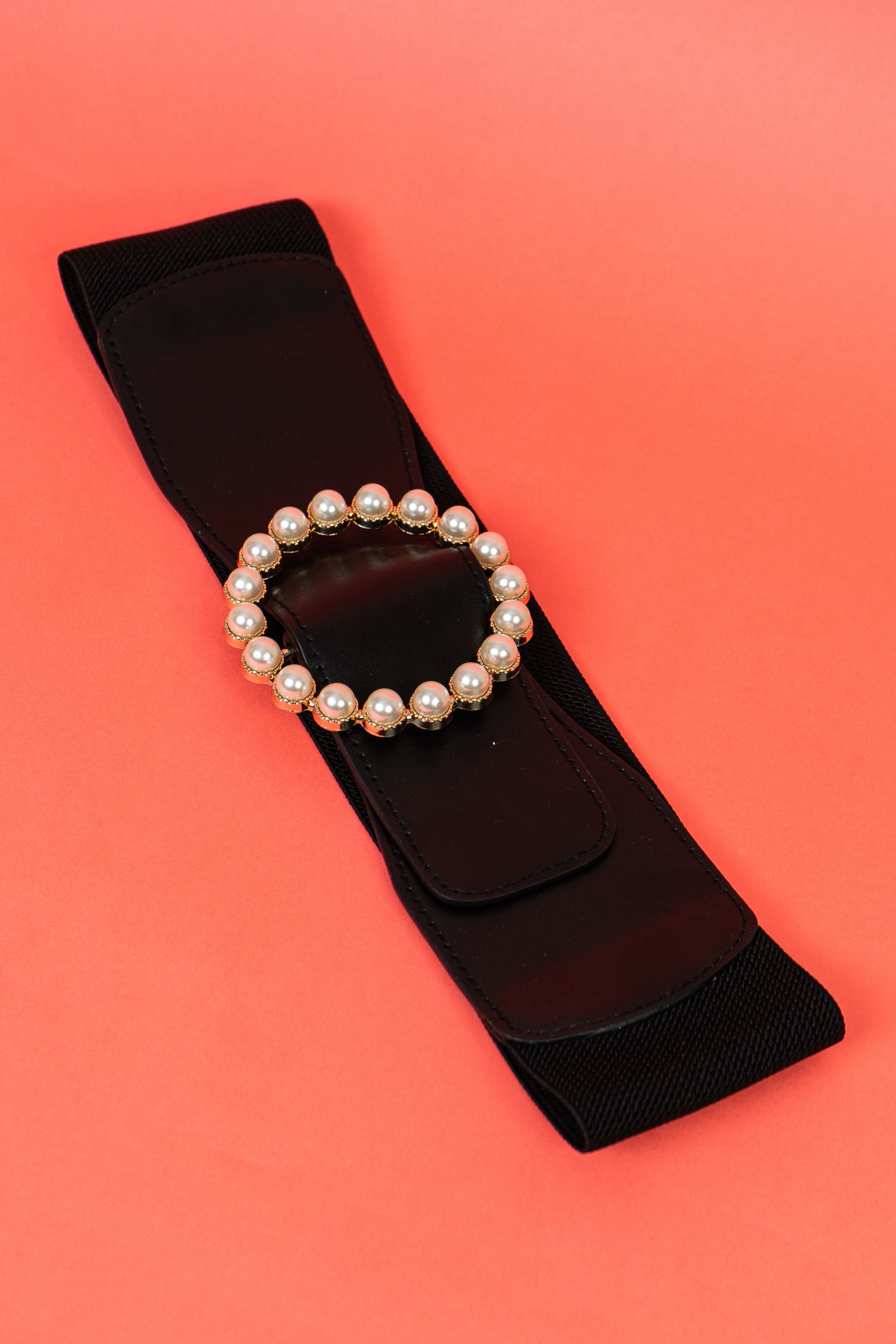 Black Round Pearl Western Belt