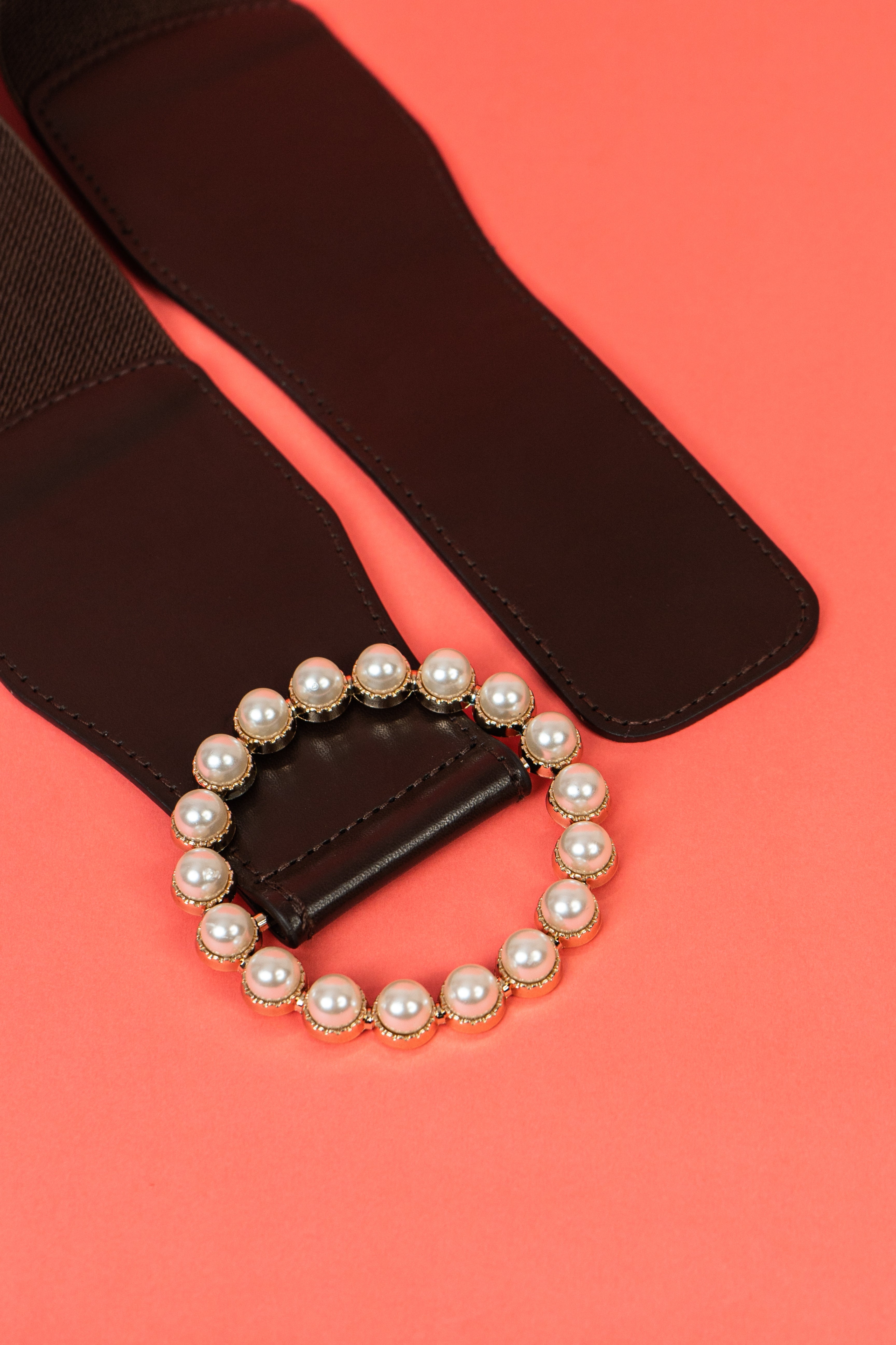 Brown pearl western waist belt