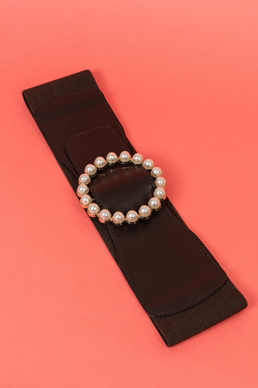 Brown pearl western waist belt