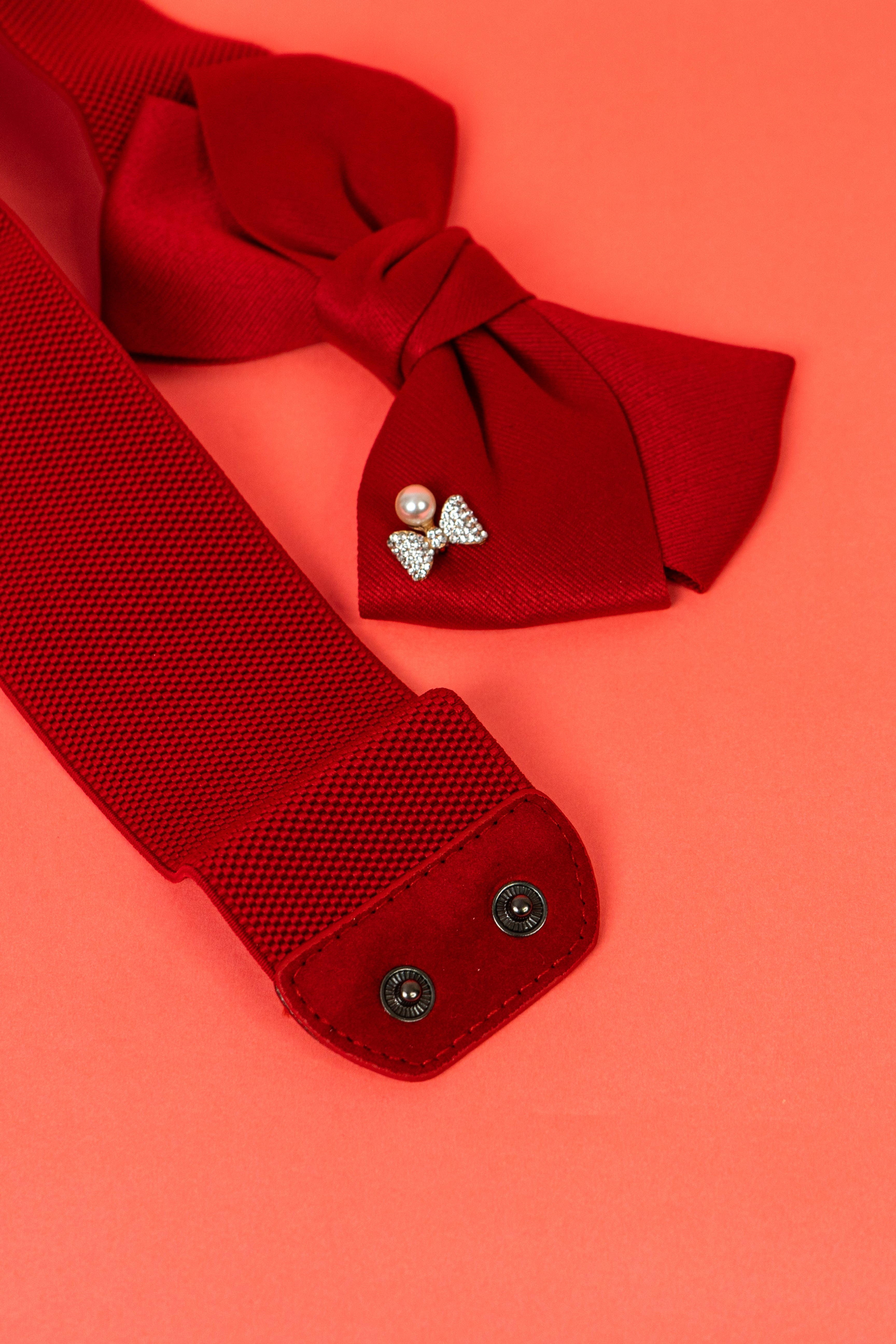 Maroon bow western waist belt