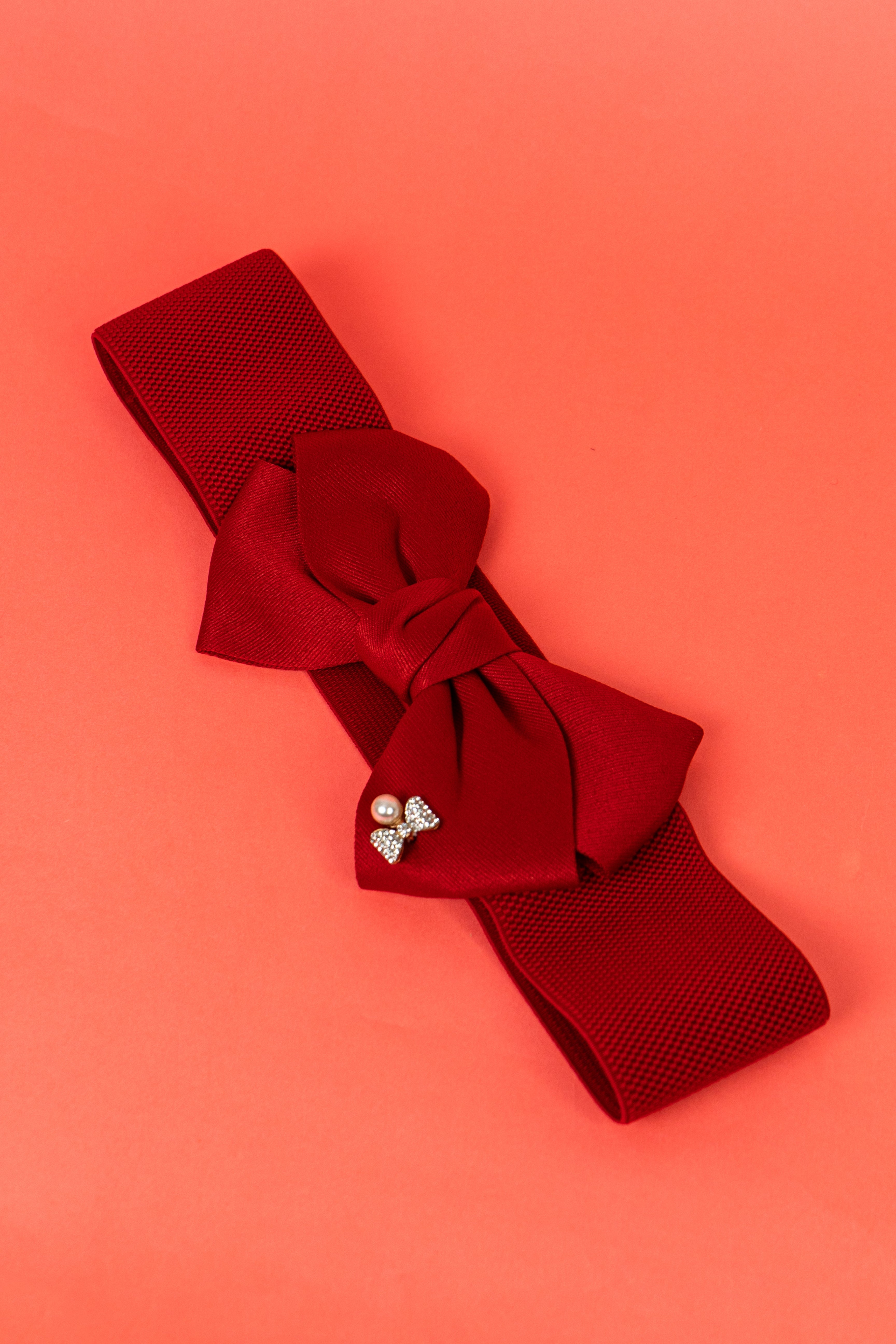 Maroon bow western waist belt