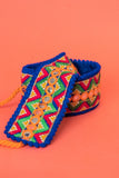 Multicolour threads hand embroidered waist belt