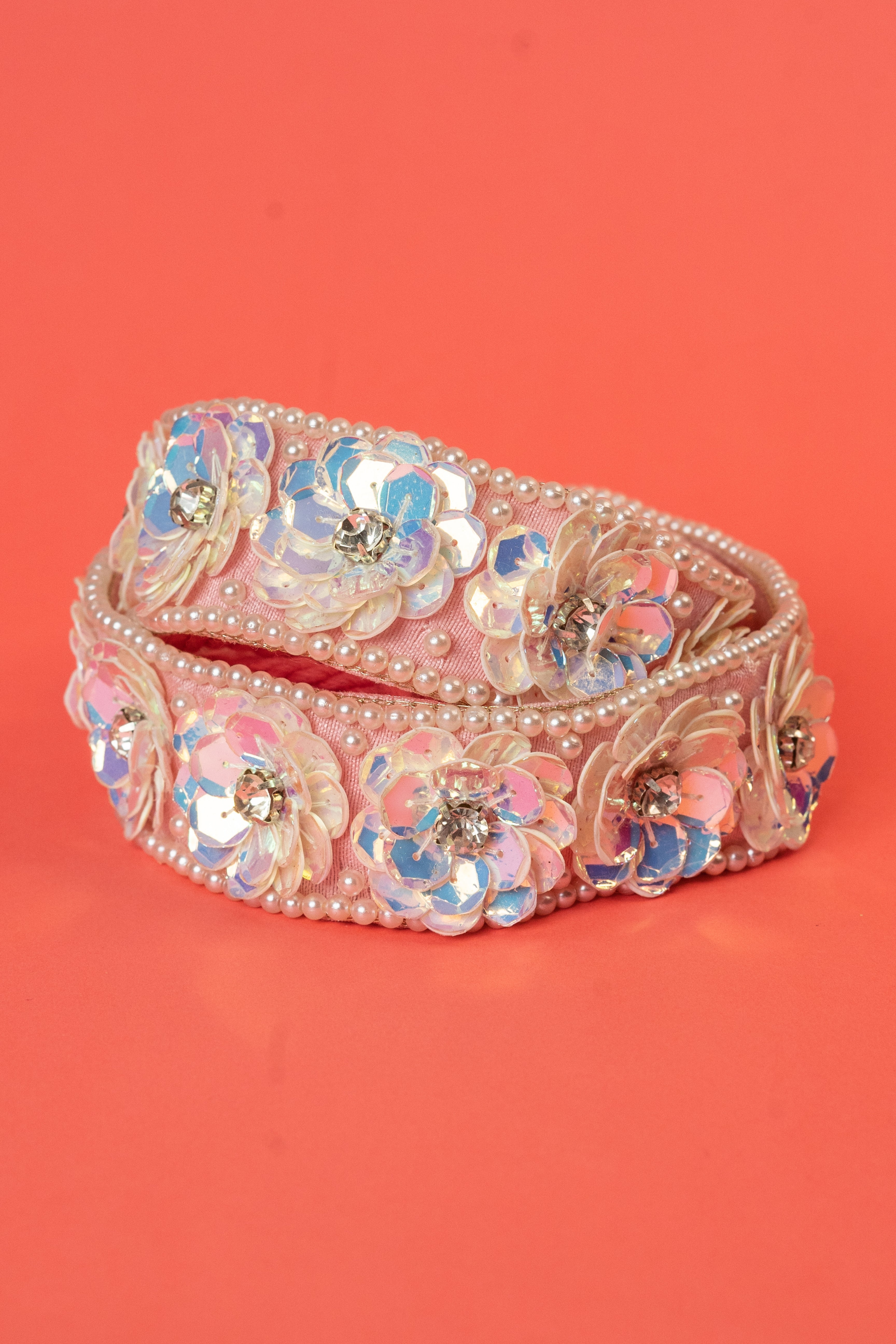 Sequins flower beaded handcrafted waist belt