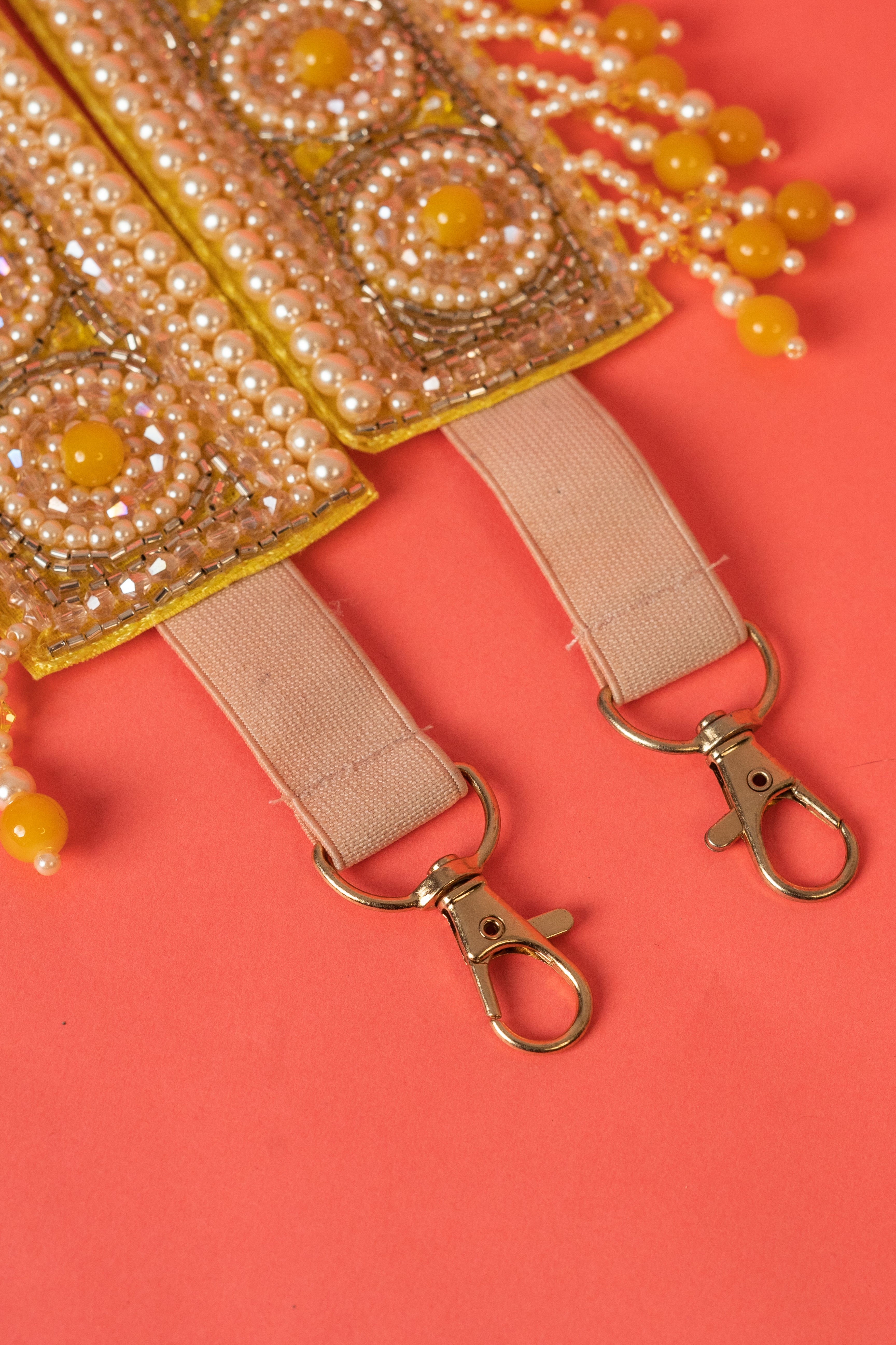 Pearl beaded crystal waist belt