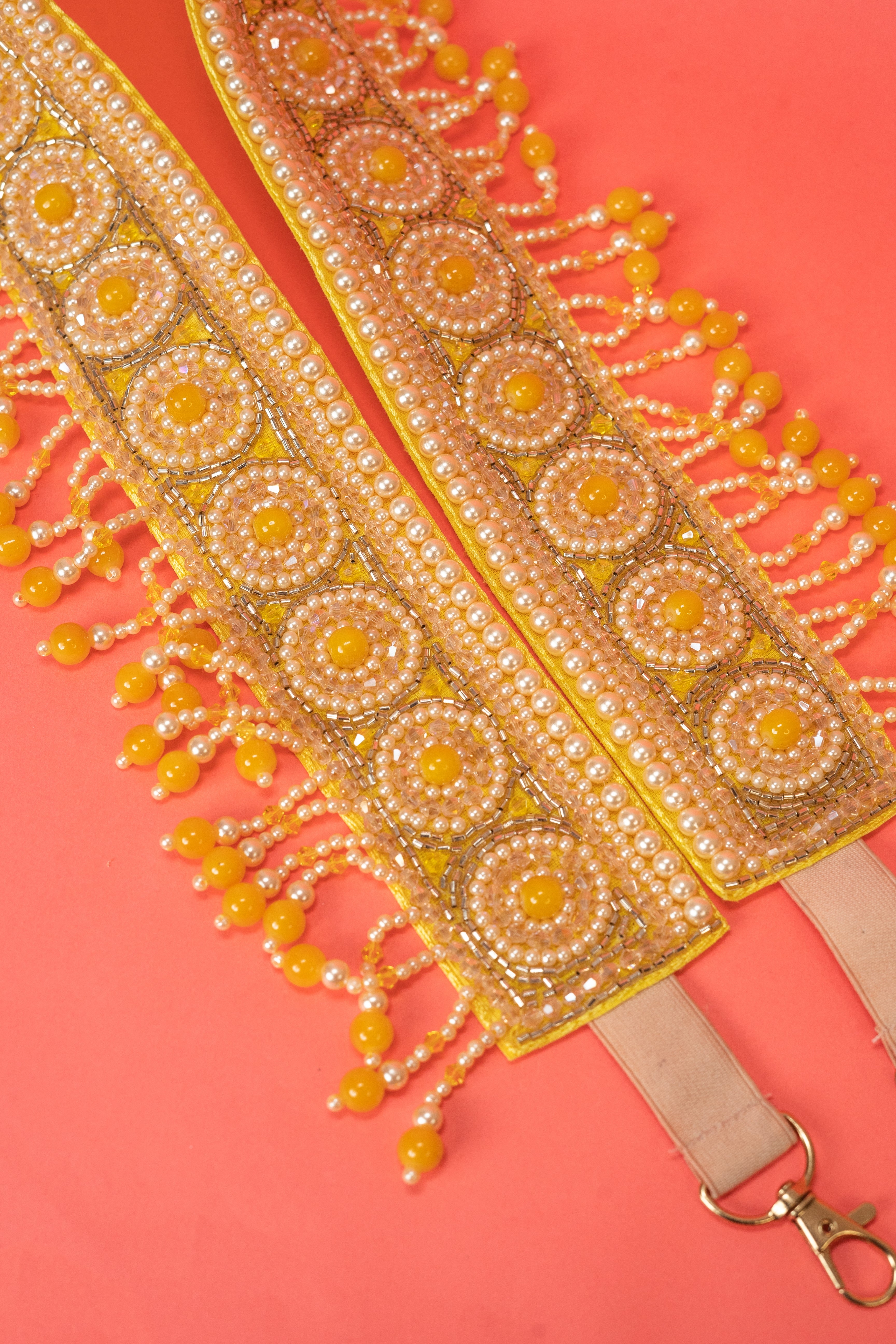 Pearl beaded crystal waist belt