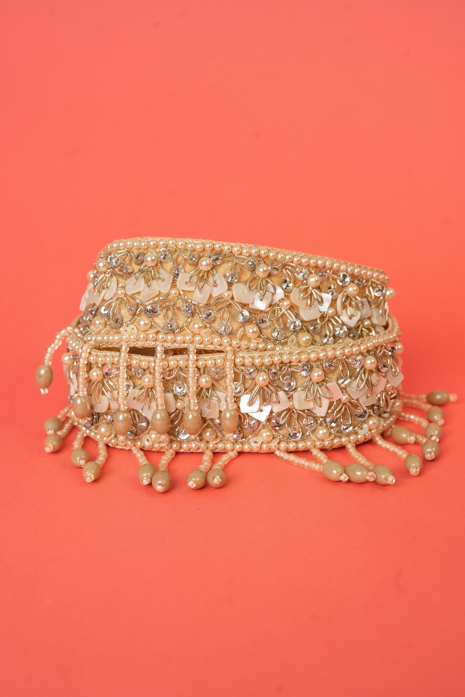 Embroidered Pearls and Swarovski Crystals Waist Belt