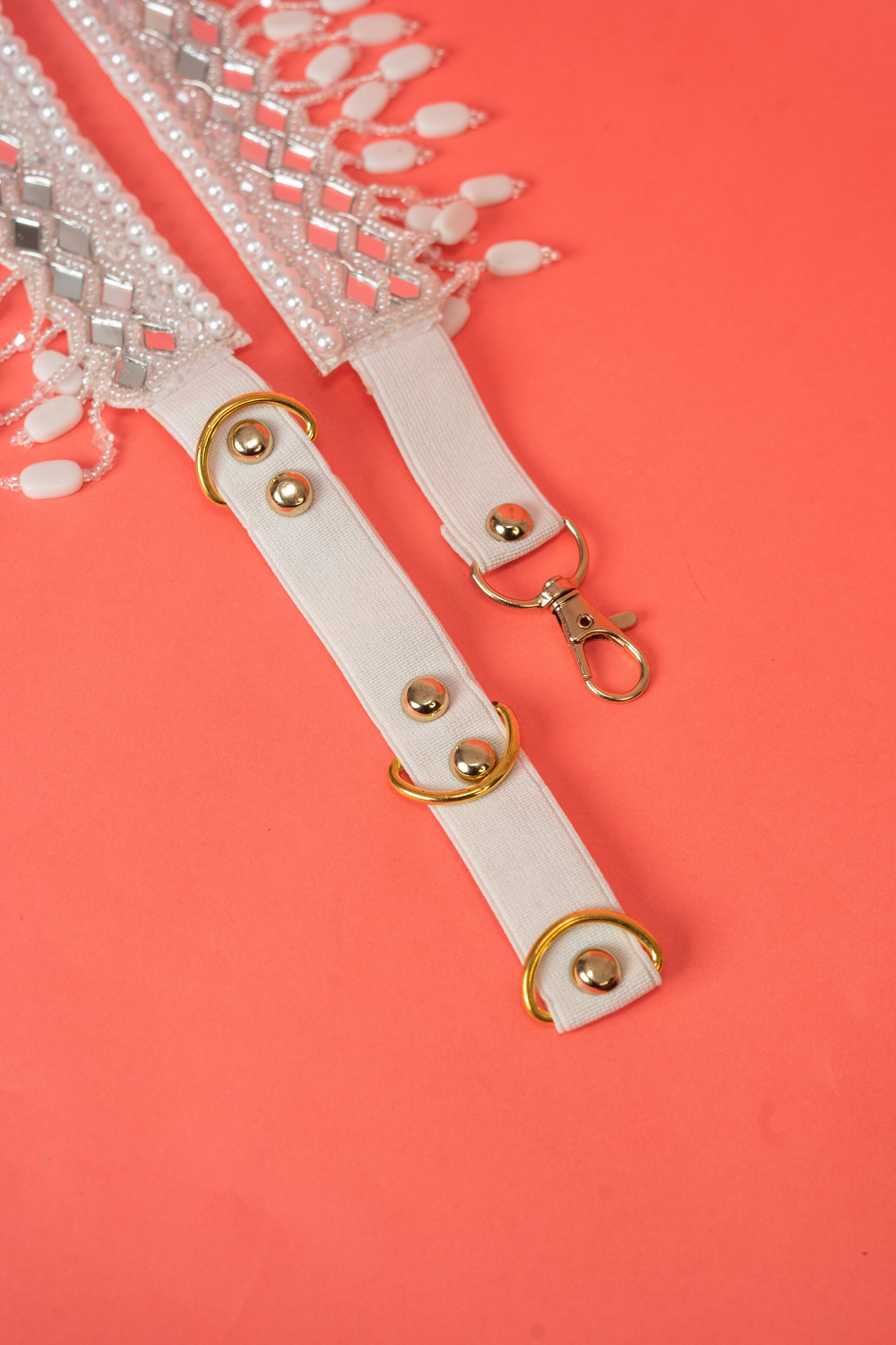 Mirror beaded crystal waist belt