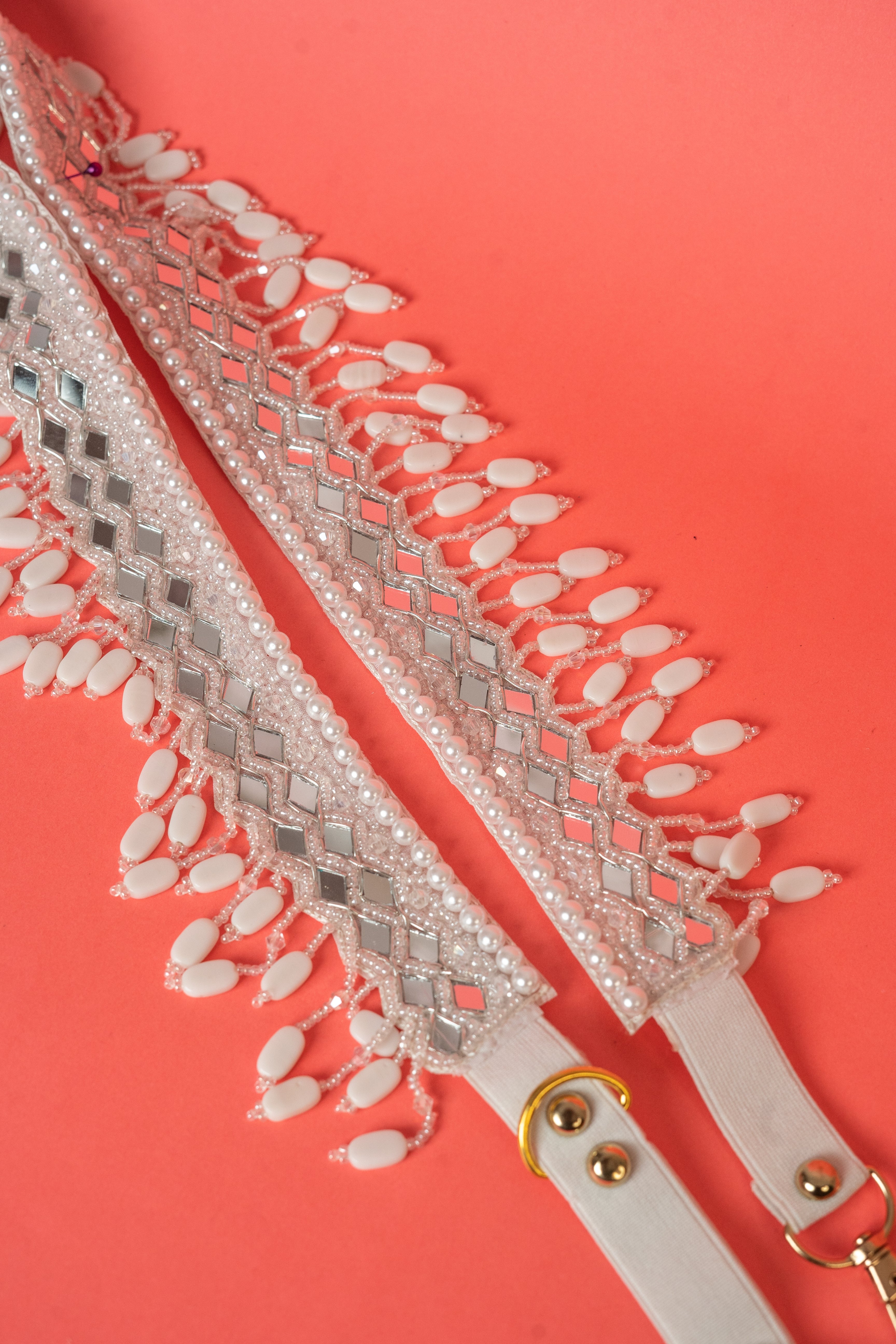 Mirror beaded crystal waist belt