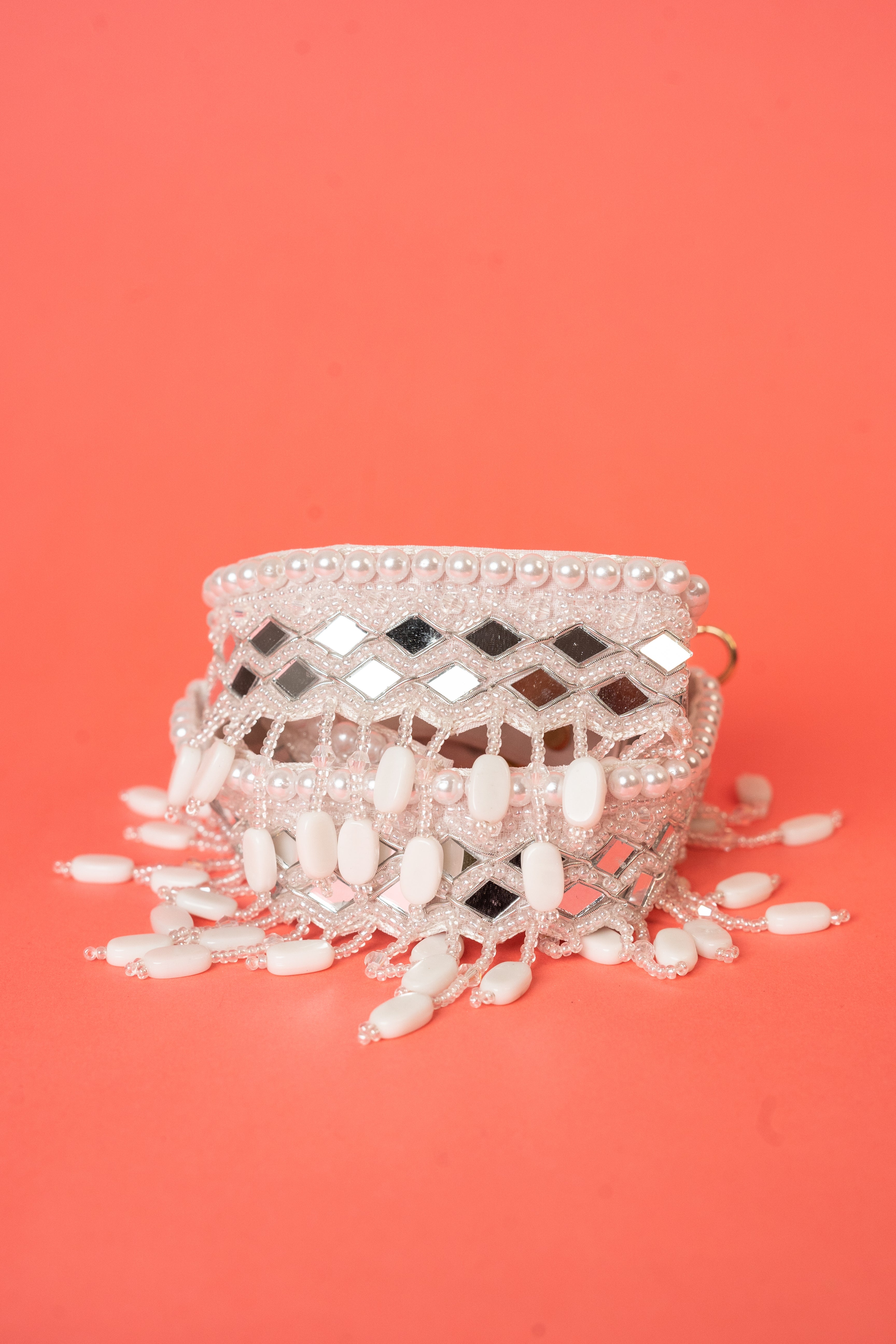 Mirror beaded crystal waist belt