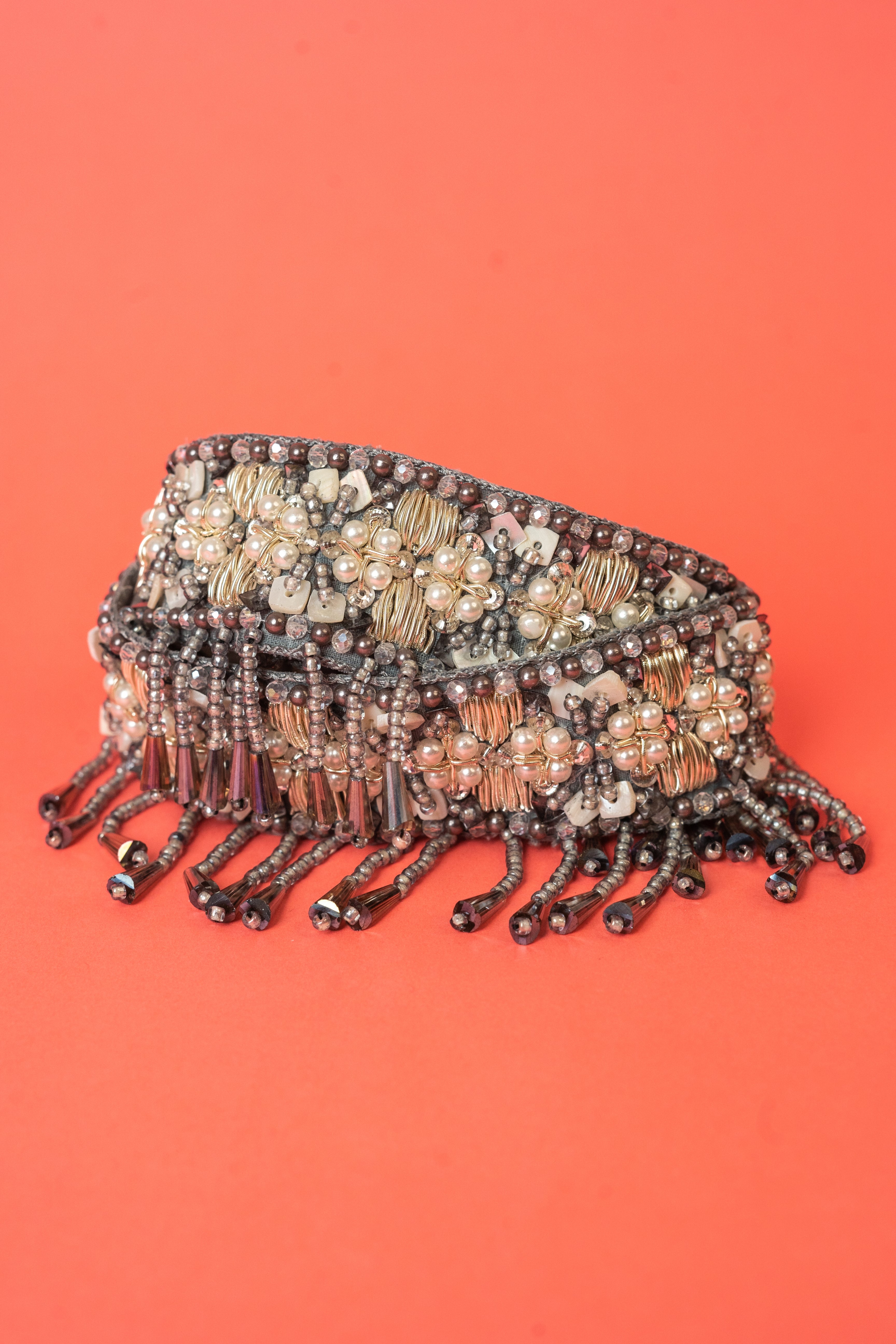 Boho beaded crystal waist belt