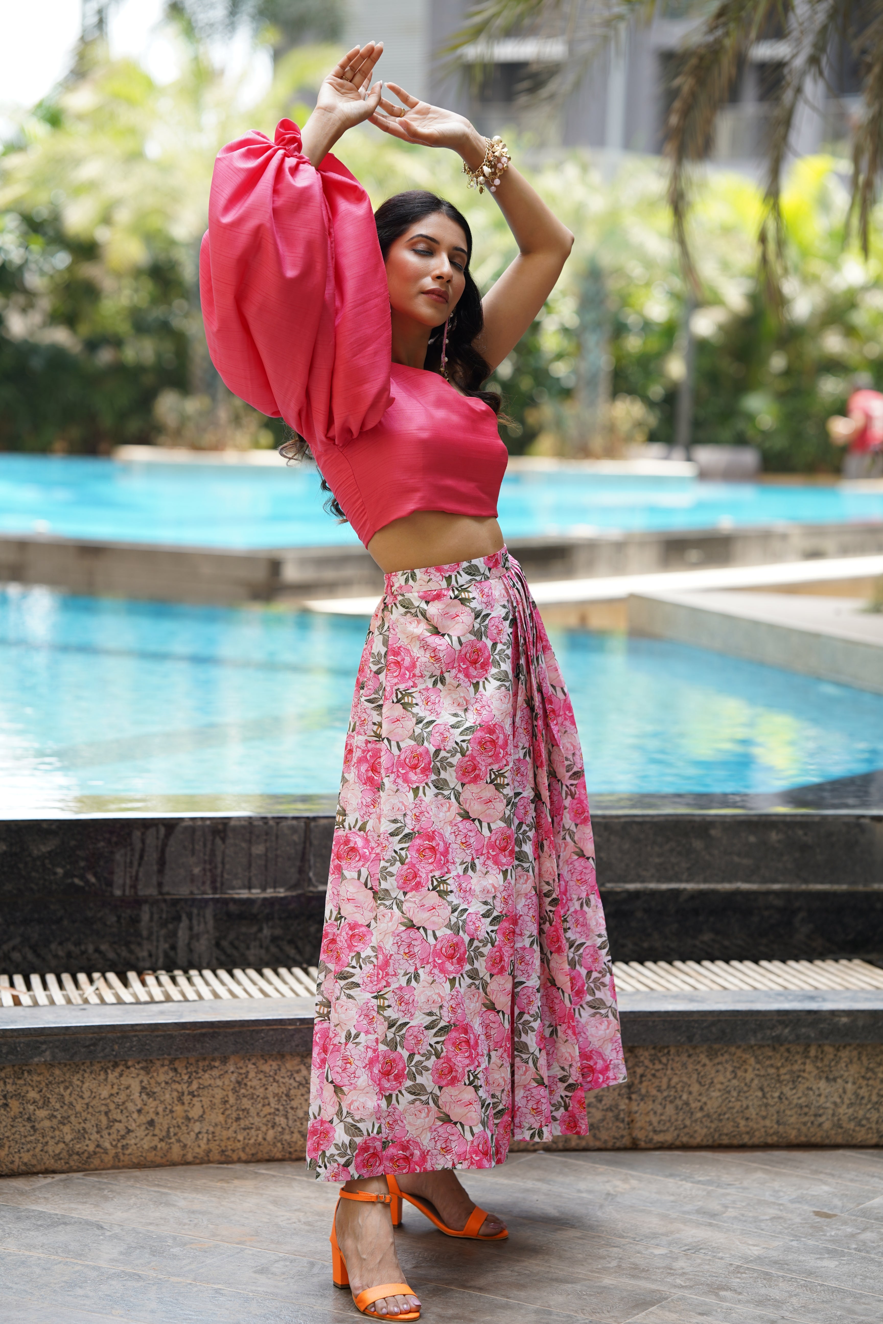 Buy Payal Singhal Pink Dupion Silk Saiyami Off Shoulder Choli With Lehenga  Online | Aza Fashions