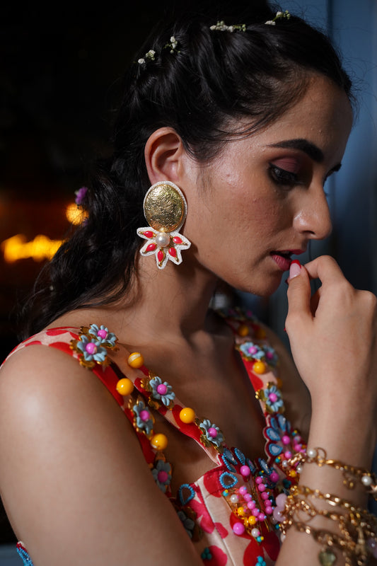 Golden statement handcrafted earrings