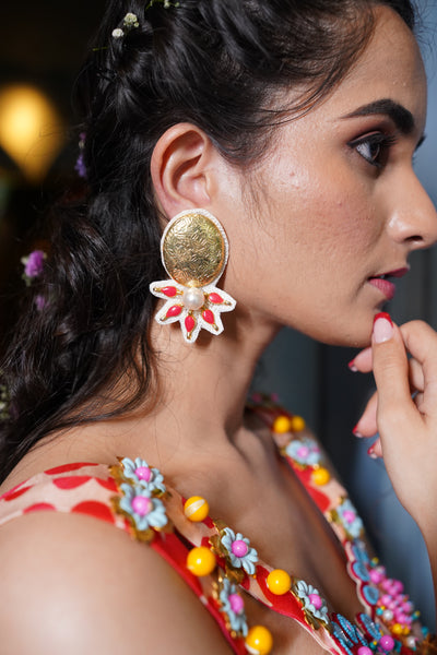 Golden statement handcrafted earrings
