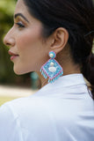 Blue shell & pearl beaded earrings.