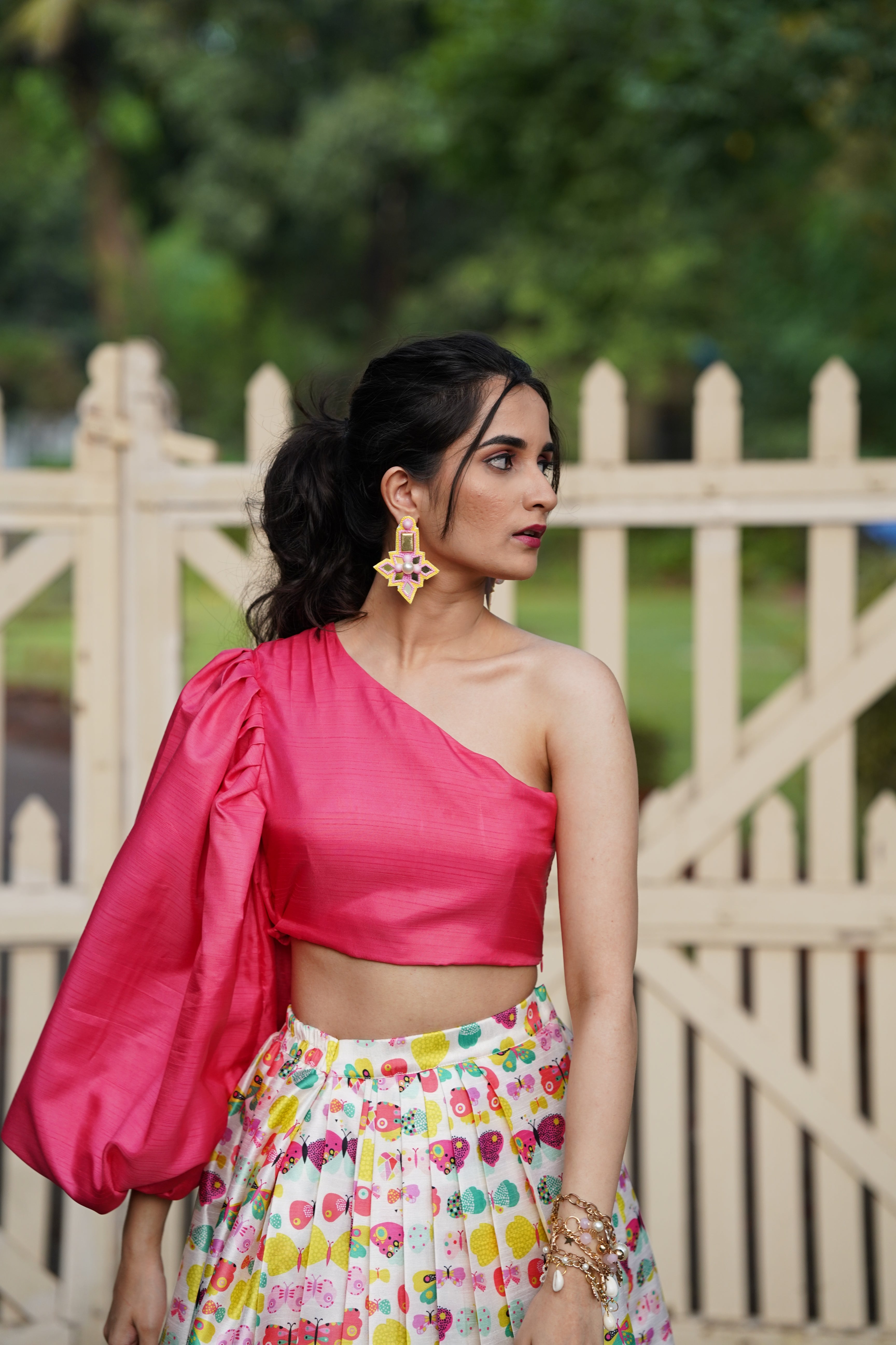 Golden stud statement beaded earrings