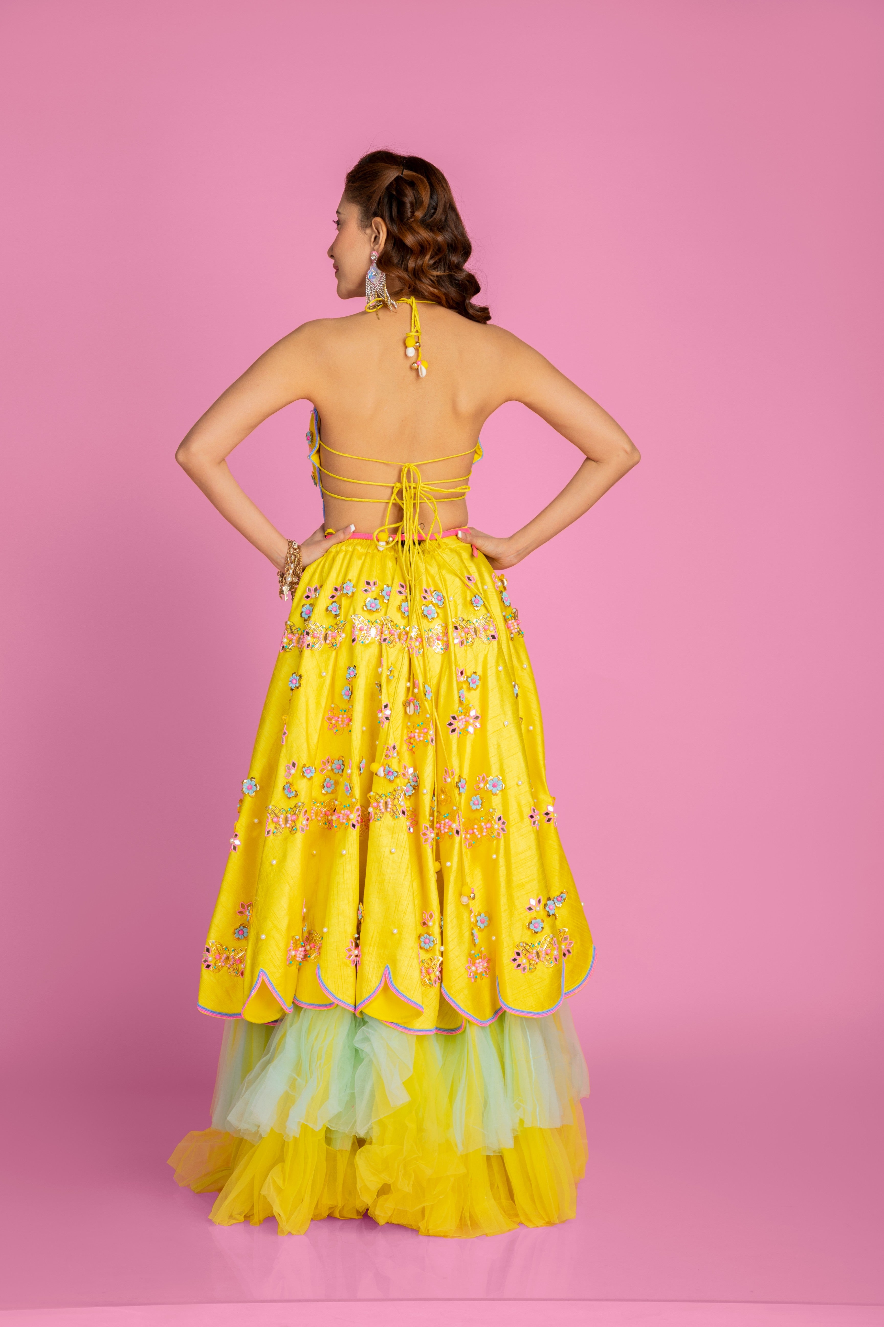 Yellow Butterfly Lehenga Set