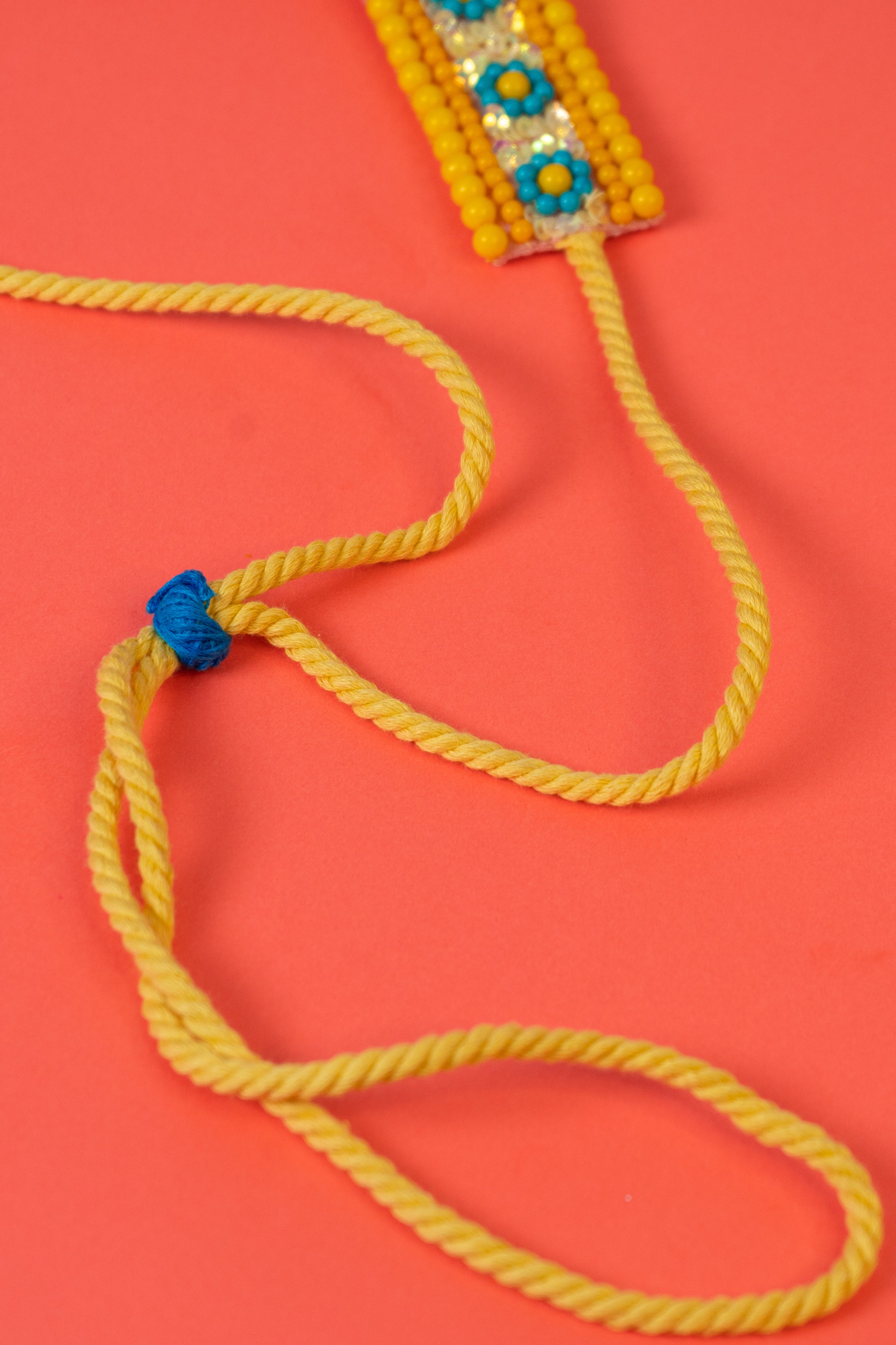 Yellow And Turquoise Pearl Beaded Choker