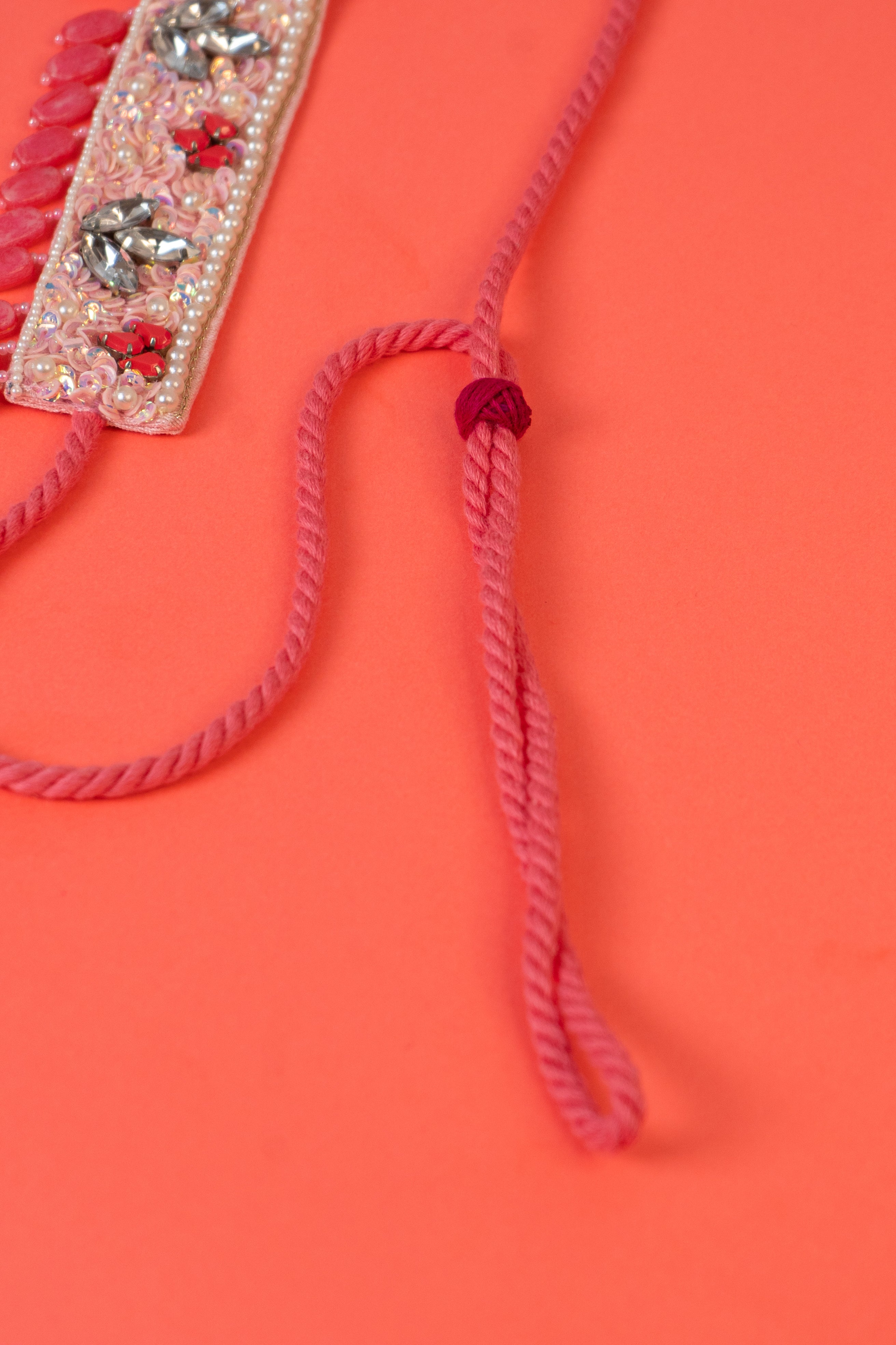 Pink kundan beaded handcrafted choker.