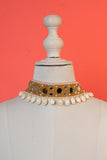 Mirror beaded choker with shells hanging