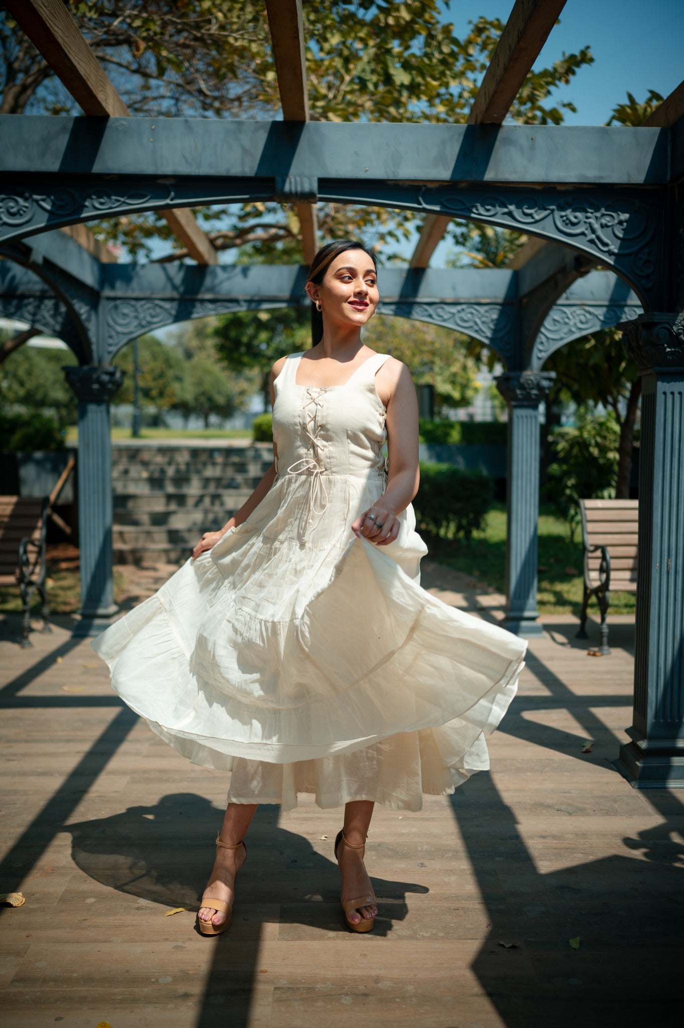 Off White Tiered Dress