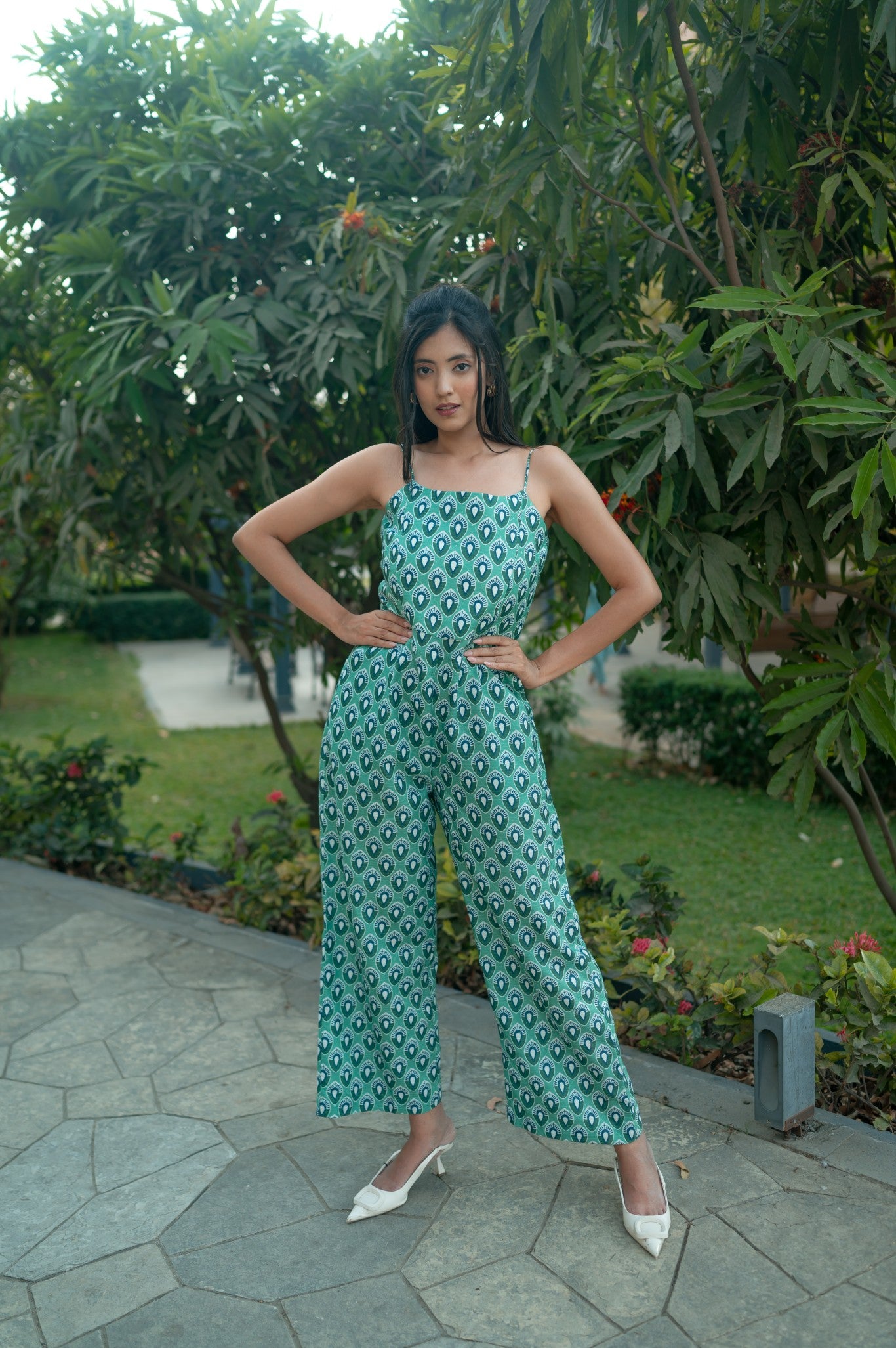 Green Printed Jumpsuit
