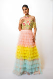 Ruffle colourful skirt