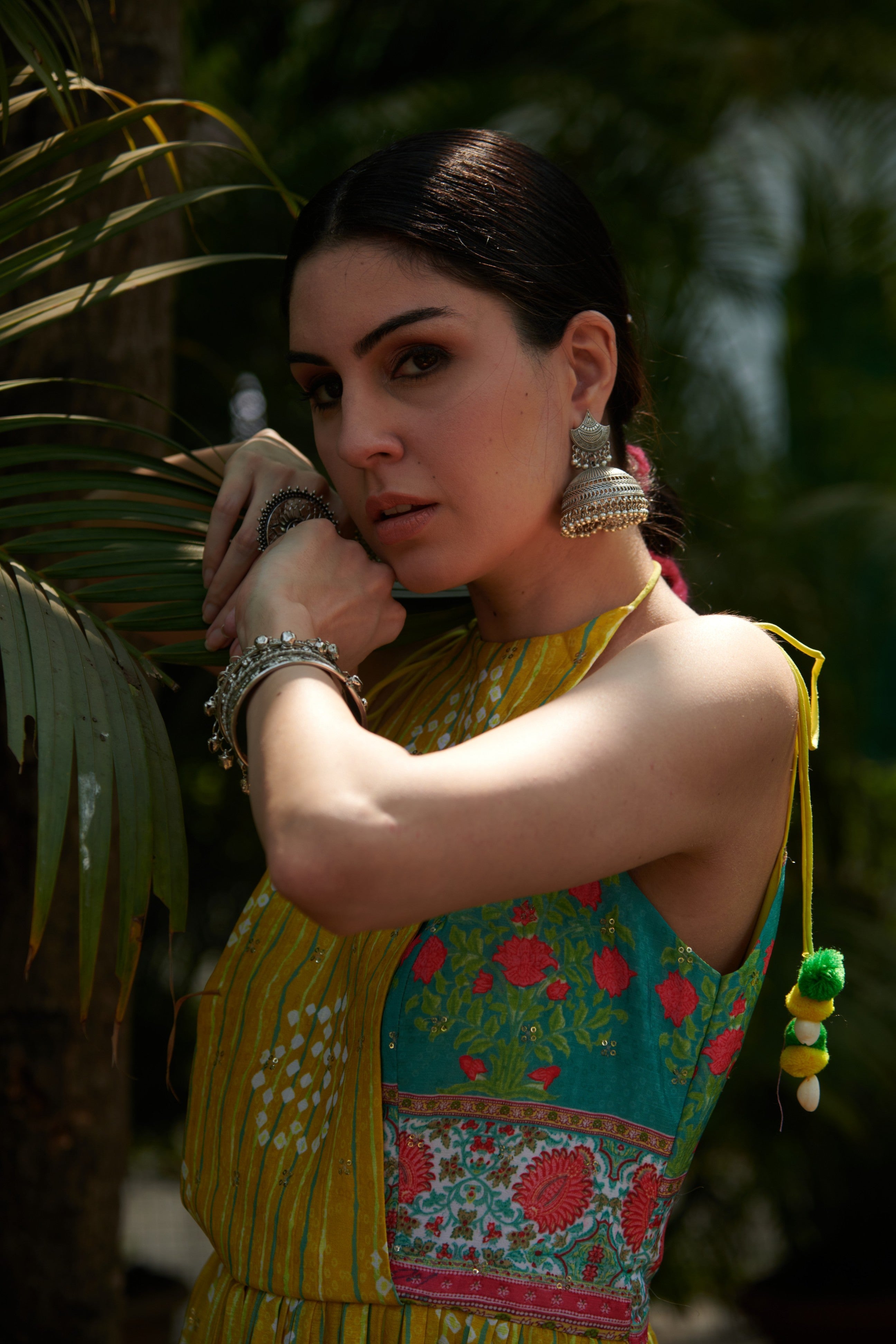 Multi-coloured printed kurta set