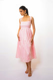 Light Pink Cotton Knee Length Dress.