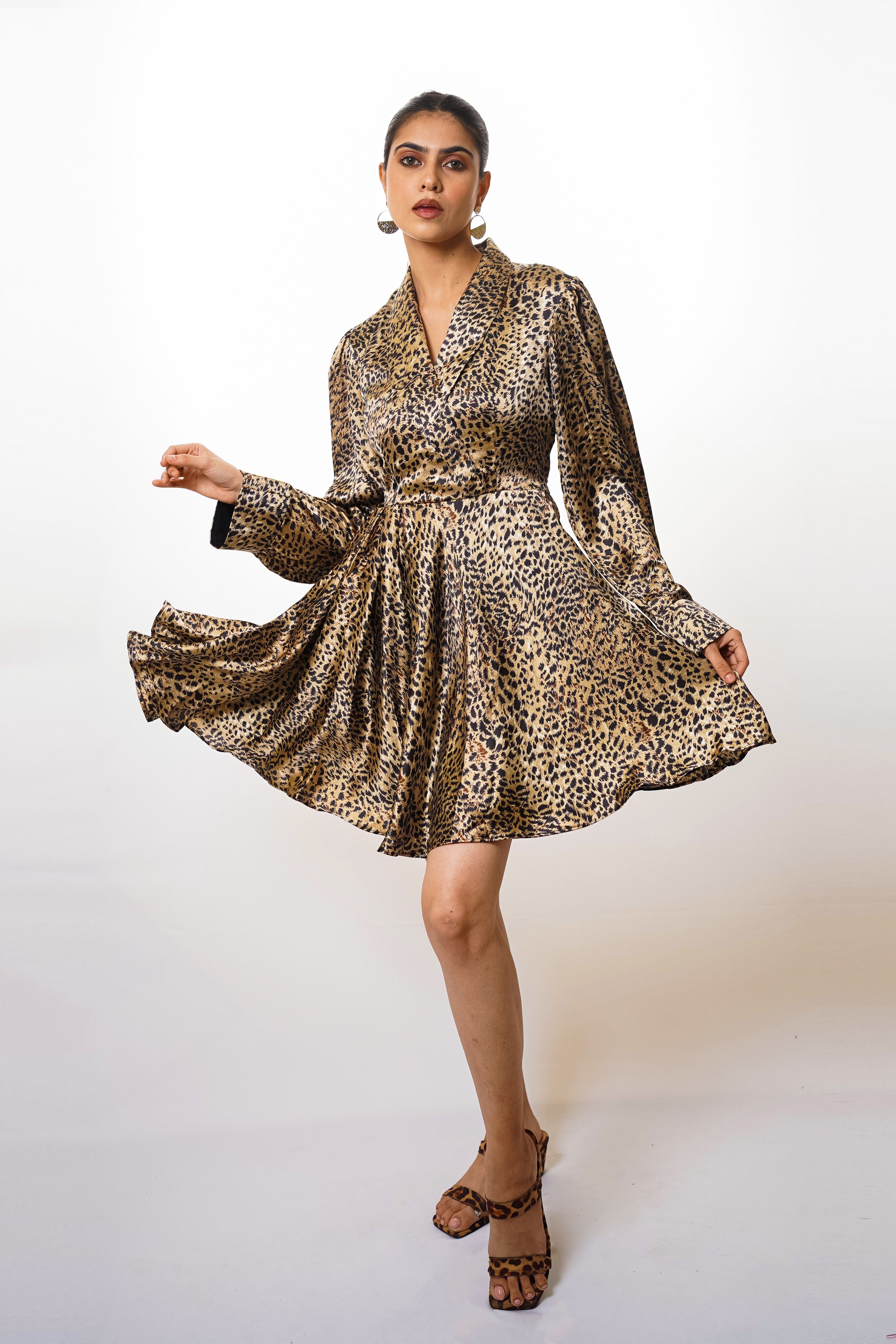 Leopard print mini dress