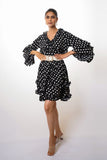 Black Polka Dot Ruffle Mini Dress