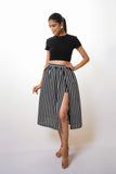 Black & white slit skirt