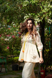 White zigzag embroidered cotton kurta set