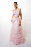 Lilac ruffle saree