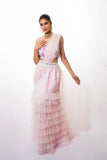 Lilac ruffle saree