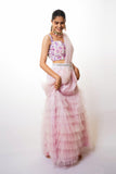 Lilac ruffle saree