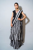 Black & white stripes saree