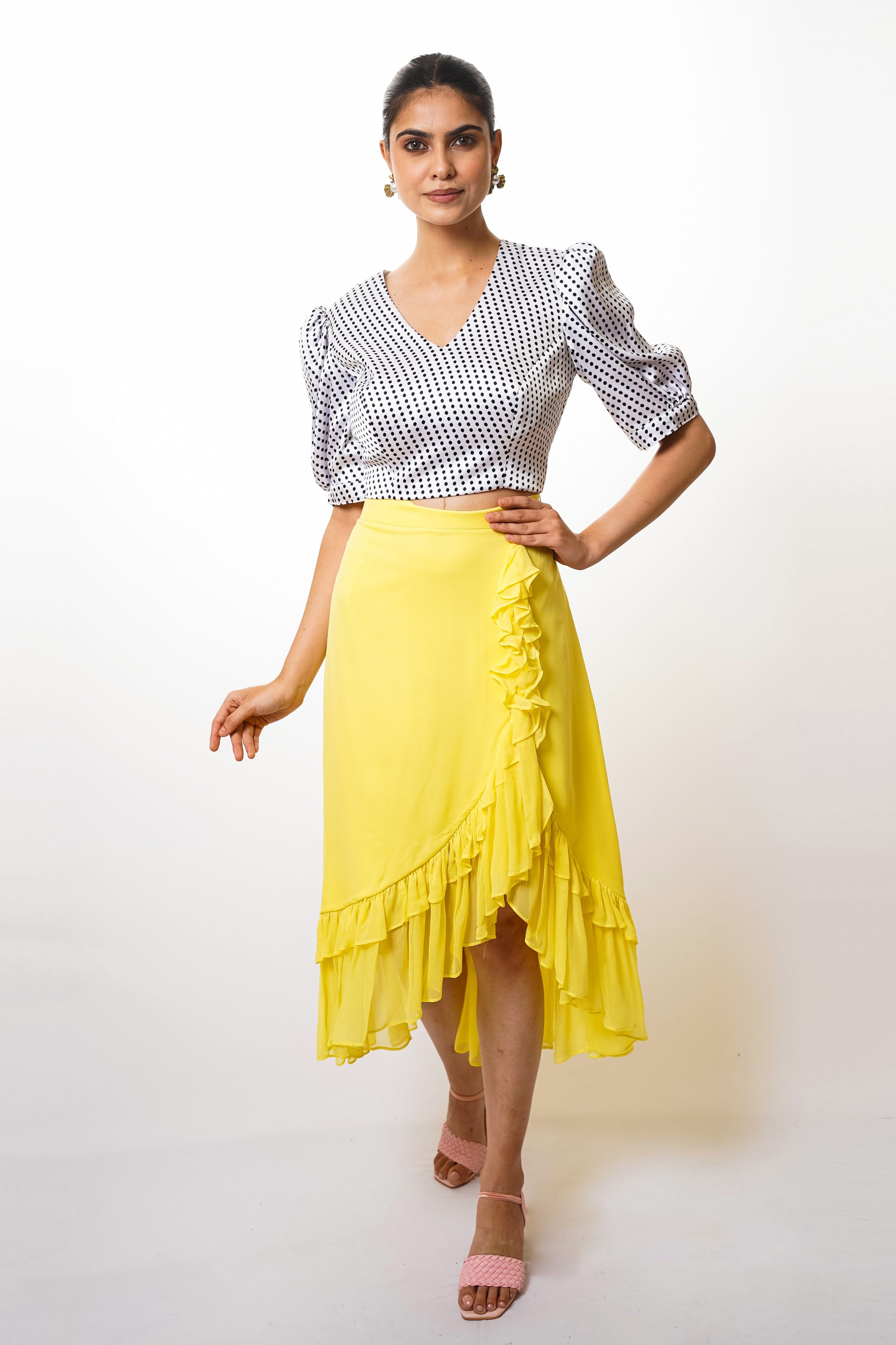 Yellow ruffle skirt