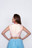 Baby pink plunging neck blouse