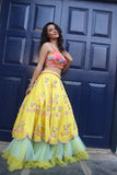Hand Embroidered Blouse With Lehenga Set