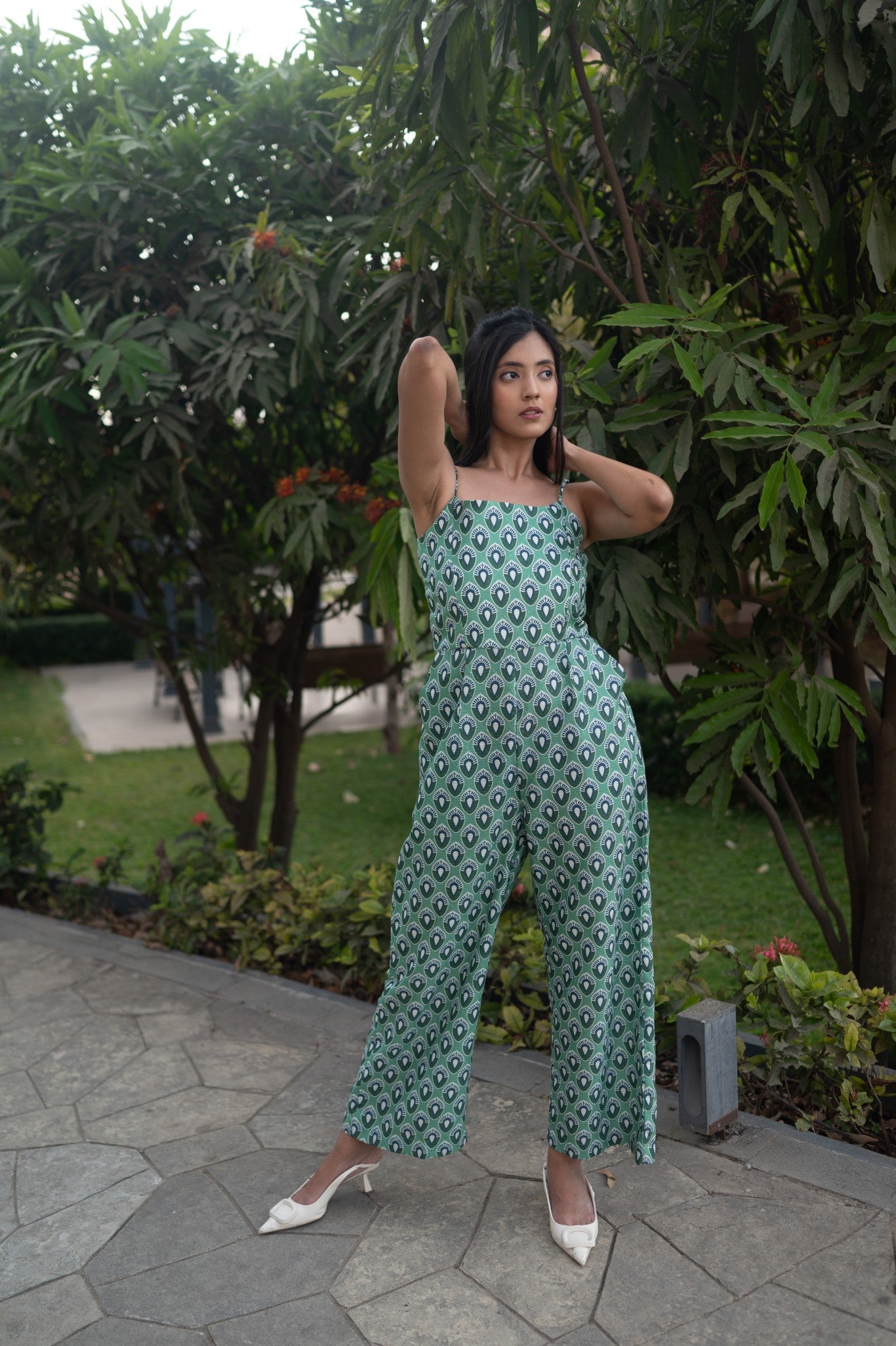 Green Printed Jumpsuit