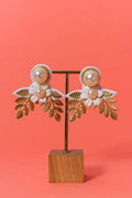 Floral pearl with leaf handcrafted earrings