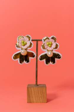 Floral mirror beaded handcrafted earrings